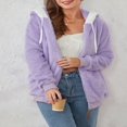 thumbnail image 2 of Womens Full Zip Up Sherpa Hoodie Fuzzy Fleece Jacket Oversized Fluffy Coat with Pockets, 2 of 9