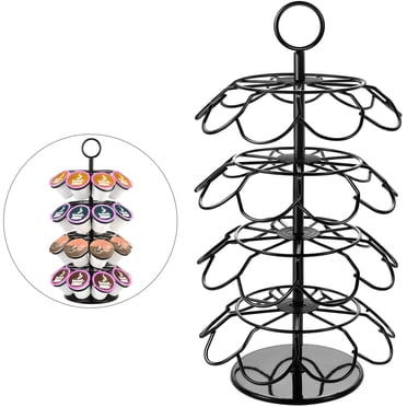 Estbridge 4-Tier K-Cup Holder Compatible with 36 K-Cups Pods  Coffee Pod Carousel  Coffee Bar Accessories  Coffee Pod Storage Stand Detachable Organizer for Countertop  Spins 360-Degrees