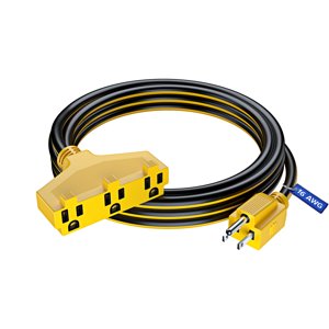 Cord d'extension 10 Ft, SJTW Cord d'extension avec sorties multiples, 16 Gauge (Noir et Jaune) ETL Inscrit