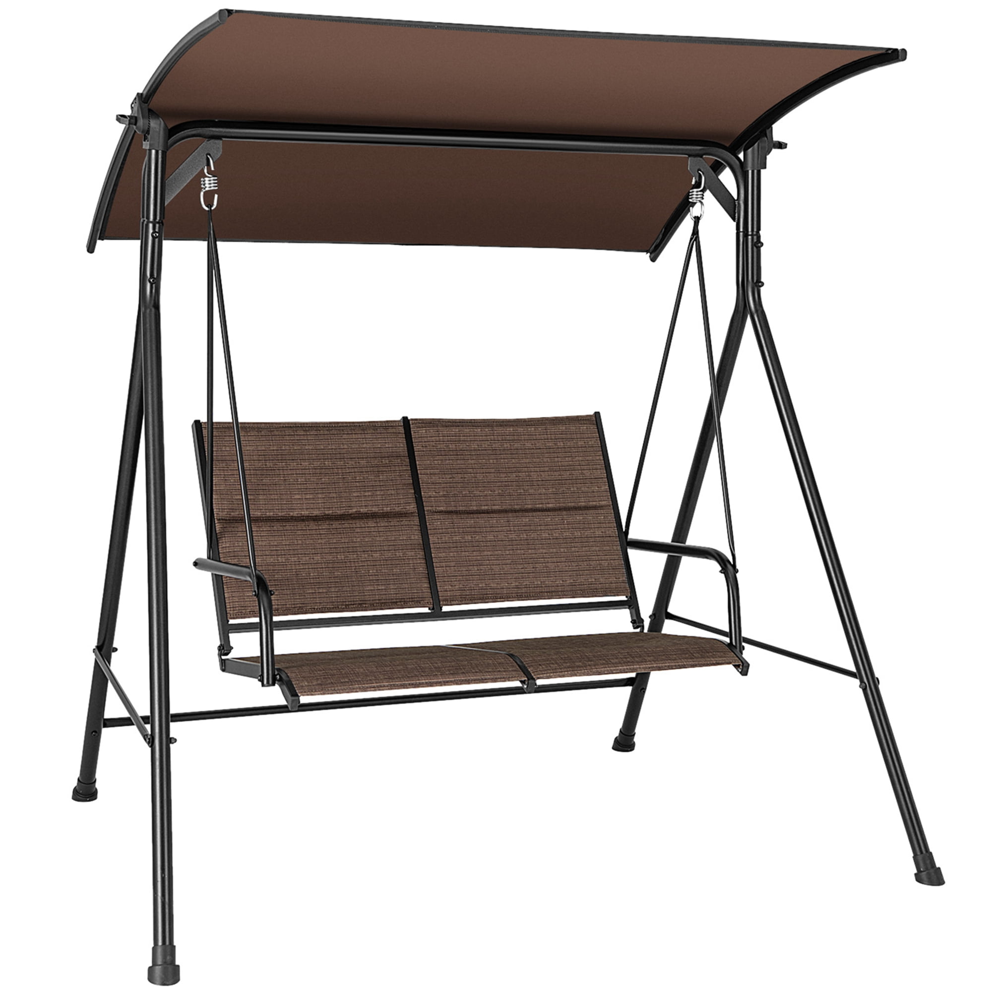 Costway Balancelle de Patio avec Coussin Doux 2 Places, Auvent Réglable pour Jardin Extérieur