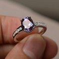 thumbnail image 2 of Wedding Ring Alexandrite Ring Oval Cut Gems Color Changing Gemstone June Birthstone Sterling Silver Ring, 2 of 3