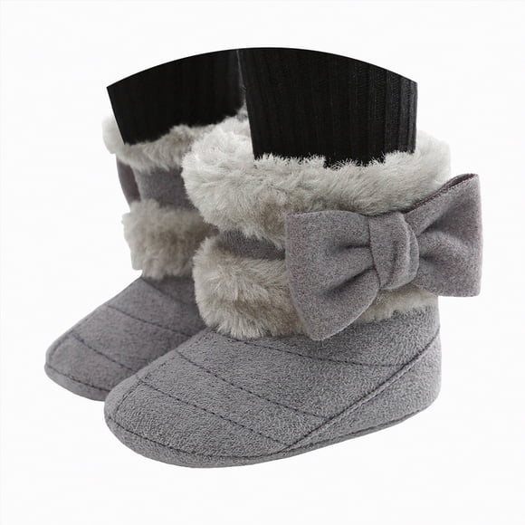 Splozh Toddler Girls Boys Fleece Shoe Baby Girls and Boys Warm Shoes Soft Booties Soft Comfortable Toddler Shoes Warming Cotton Shoes Grey,6-9 Months