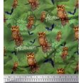 thumbnail image 1 of Soimoi polyester Crepe Fabric Owl,Bat & Haunted House Halloween Decor Fabric Printed Yard 52 Inch Wide, 1 of 3