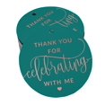 thumbnail image 1 of Inkdotpot 100 Pack Real Rose Gold Foil Paper Tags Thank You For Celebrating With Me Birthday Favor Hang Tags, 1 of 6
