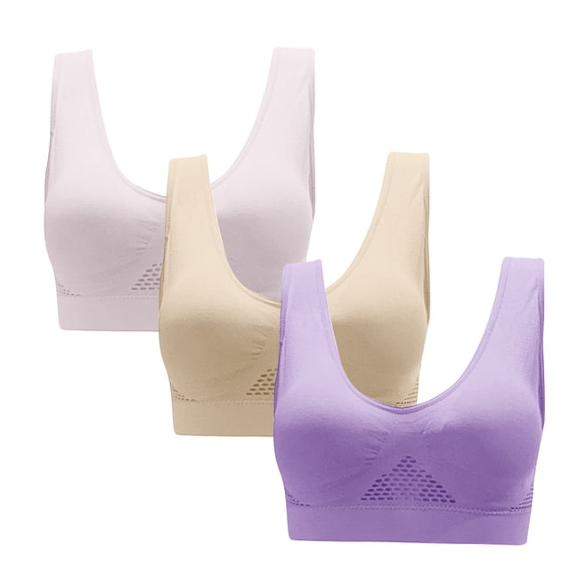 Posijego 3 Pack Sports Bra for Women Full Coverage Wireless Bra High Impact Support Bra Workout Yoga Running
