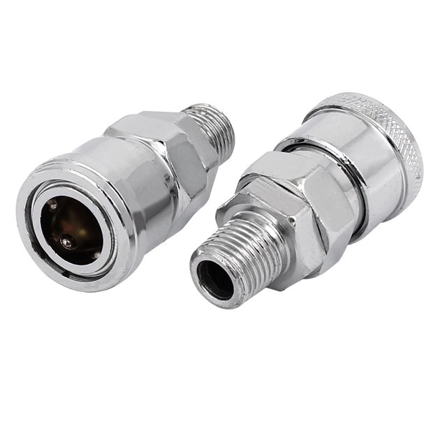 Unique Bargains SM-20 Compresseur d'Air 1/4PT Filetage Mâle Zingué Attache Rapide 2pcs