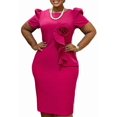 thumbnail image 1 of Womens Elegance Audrey Hepburn Style Ruched 3D Flower Short Sleeve Pencil Dress, 1 of 8