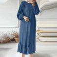 thumbnail image 1 of mtvxesu Robes d'Été pour Femmes, Robe Décontractée Ample à Col Montant avec Poches, Couleur Unie, Mode pour Femmes, Mini Robes, 1 of 6