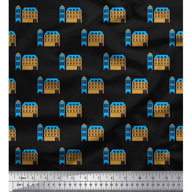 Soimoi polyester Crepe Fabric House Architectural Decor Fabric Printed Yard 52 Inch Wide