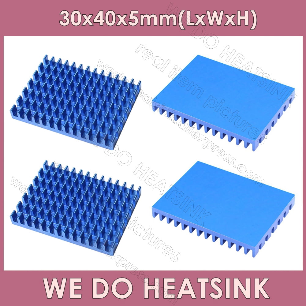 30*40*5mm Sans Ou avec Coussinet Thermique Aluminium Refroidisseur de Dissipateur Thermique Radiateur Refroidissement pour Raspberry Pi 4 Modèle B CPU Bleu Sans Coussinet 5 Pcs
