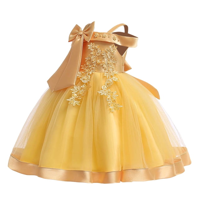 Robe Petite Fille à Volants en Tulle Robes pour Filles Robe de Printemps Robe d'Anniversaire Robes pour Tout-Petits 7-8 Ans