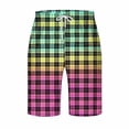 thumbnail image 3 of Diufon Men's Casual Shorts Spring Summer Wide Leg Loose Plaid Printed Elastic Waisted Drawstring Sport Shorts, 3 of 4