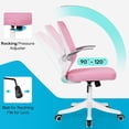 thumbnail image 4 of BestOffice Home Office Chair, Lumbar Support Breathable Ergonomic, Flip Up Armrests for Conference Room, Pink, 4 of 7