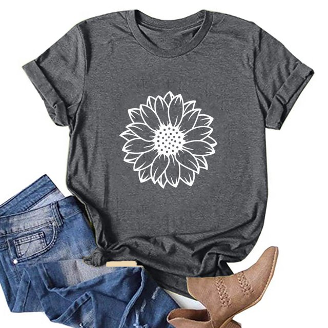 SMihono Hauts pour Femmes Été Chic Décontracté Mode T-shirt d'Été pour Femmes à Col Rond à Manches Courtes Imprimé Blouse T-shirt Oversize pour Femmes