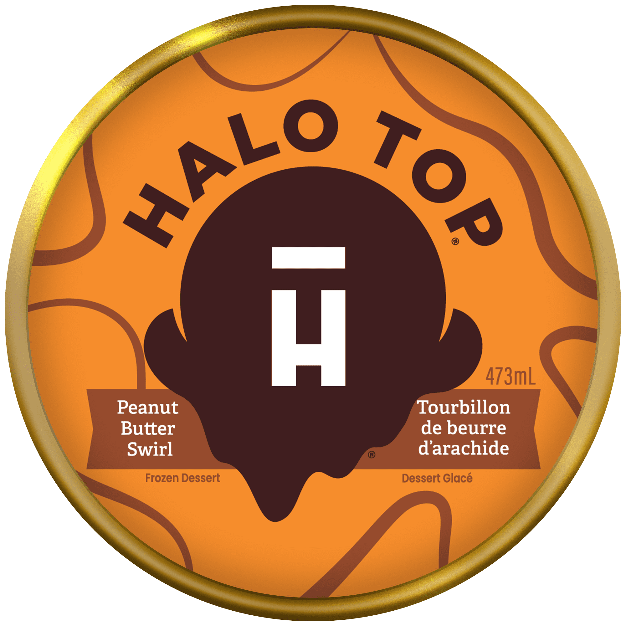 Halo Top Peanut Butter Swirl Frozen Dessert, Low Calorie, High Protein, 473 mL Tub, Peanut Butter Swirl