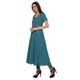 thumbnail image 2 of Moomaya Robe en Coton pour Femmes Décontractée d'Été à Fente avant Unie à Manches Courtes Kurta, 2 of 6
