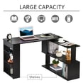 thumbnail image 4 of Bureau d'Angle Rotatif à 360° Table en L Poste de Travail Étagère de Rangement Noir, 4 of 10
