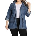 thumbnail image 3 of KVMeteor Women's Plus Size Long Sleeve Hooded Denim Jacket, 3 of 4