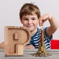 thumbnail image 3 of Agiferg Personalized Wooden Name Money Box Wooden Deposit Box Twenty Six English Letters, 3 of 6