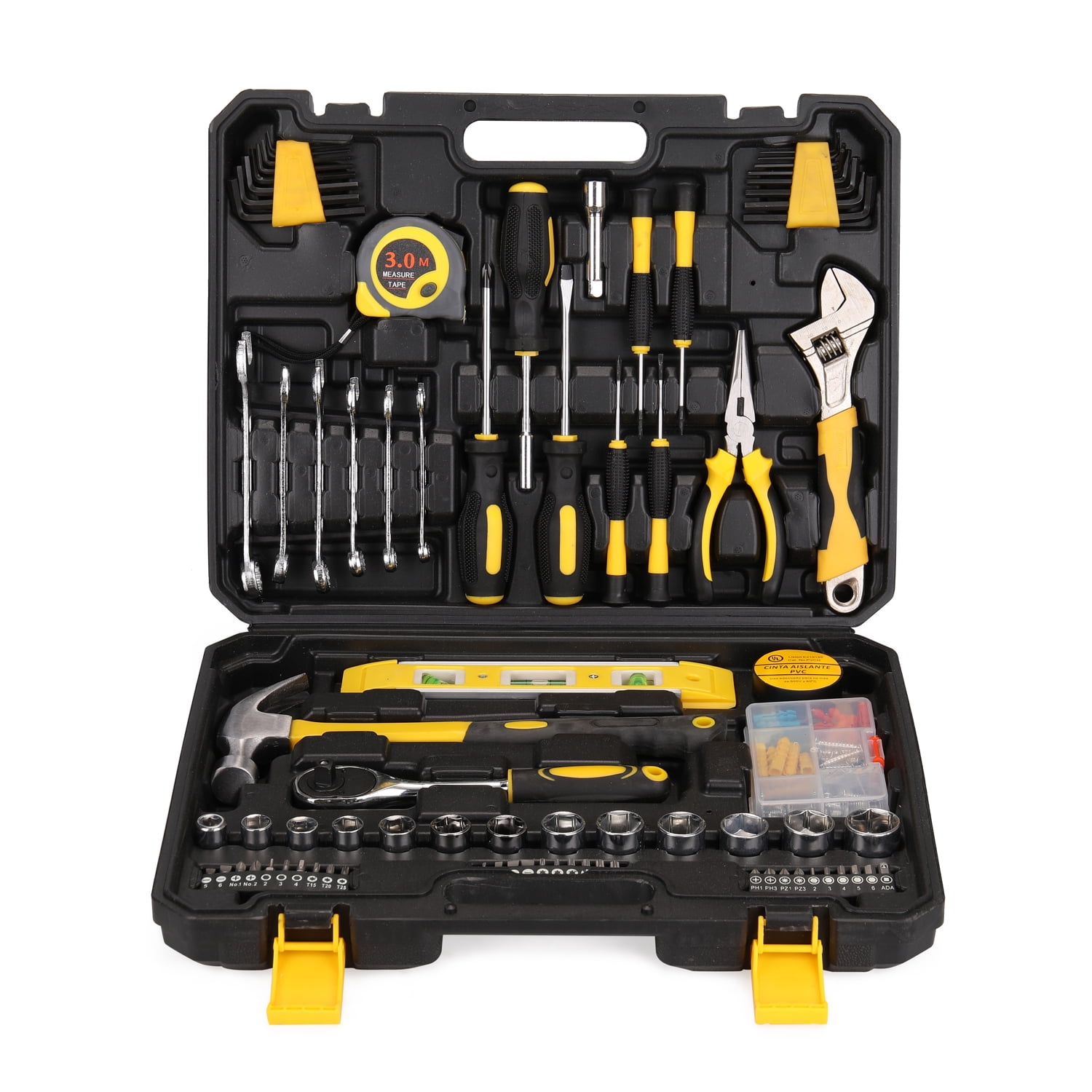 Amdohai 108pcs Tool Set Household Hardware Hand Tools Combination Auto Repairing Kit Tool Box