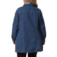 thumbnail image 3 of Plus Size Denim Jacket for Women Buttons Long Sleeve Jean Jackets 3X Blue, 3 of 6
