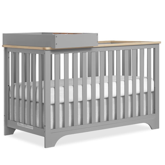 Dream On Me Orion 5-in-1 Convertible Crib with Removable Changing Tray, Pebble Grey Vintage