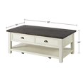 thumbnail image 4 of Martin Svensson Home Solid Wood Coffee Table, Cream White with Brown Top, 4 of 5