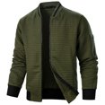 thumbnail image 3 of RXIRUCGD Man Solid Color Zipper Stand Collar Hoodie Coat, Army Green, Size: M, 3 of 5