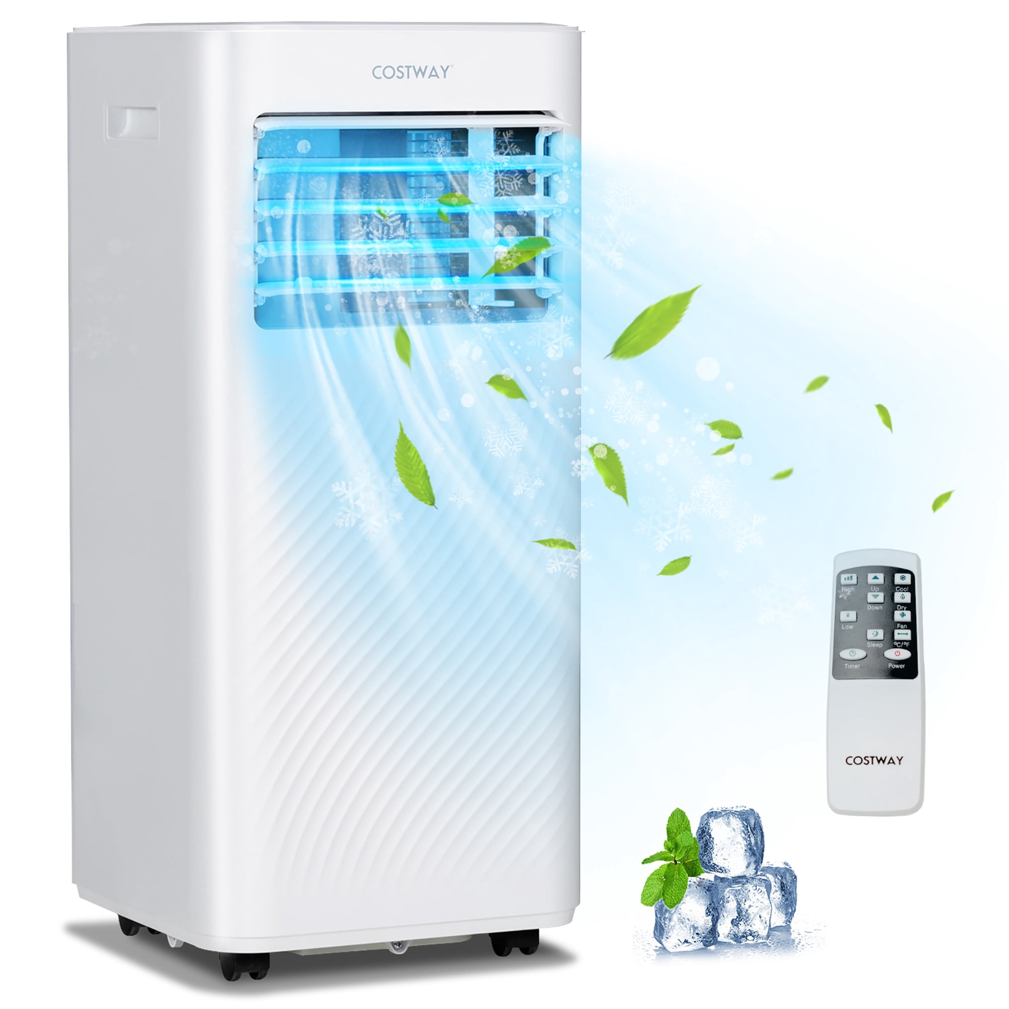 Costway Climatiseur portable 8000 BTU 4-en-1 unité avec refroidisseur, ventilateur, déshumidificateur, mode sommeil