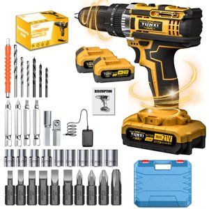 DGB 21V perceuse à main portable rechargeable sans fil, perceur au lithium, outil de charge à main domestique, perçage au lithium avec pistolet à impact multifonctionnel, tournevis électrique