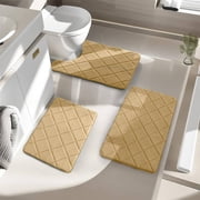 Bathroom Rugs Mat 3 Set, EDHITNR Extra Soft Thick Absorbent Foam Bath Rugs, Non-Slip Quick Dry Machine Washable Bath Mats for Bathroom Floor Tub Shower