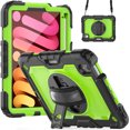 thumbnail image 2 of Case for iPad Mini 7 A17 Pro 2024/Mini 6 2021 8.3 Inch 7th/6th Gen with Screen Protector, 360 Degree Rotating Kickstand Hand Strap Shockproof Cover with Shoulder Strap, Lime PC, 2 of 7