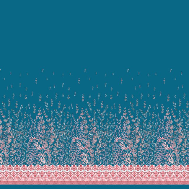 Soimoi Silk Fabric Damask & Leaves Panel Print Sewing Fabric Yard 42 Inch Wide