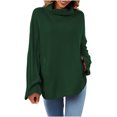 thumbnail image 1 of TIMIFIS Womens' Turtleneck Long Sleeve Cable Knit Sweaters Oversized Sweaters Fall Long Sleeve Spilt Hem Tunic Pullover Sweater Knit TopsFall/Winter, 1 of 5