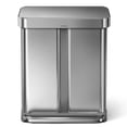 thumbnail image 1 of Simplehuman Poubelle Rectangulaire de Cuisine à Pédale 58 Litres à Double Compartiment, Acier Inoxydable Brossé, 1 of 9