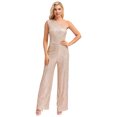 thumbnail image 1 of inlzdz Combinaison Sans Manches pour Femmes une Épaule Robe de Soirée à Sequins Robe de Soirée Champagne TTG, 1 of 7