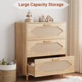 thumbnail image 3 of Yiwa Commode en Rotin à 3 Tiroirs, Armoire de Rangement Spacieuse pour Chambre, Salon, Entrée, Design Moderne en Bois, Assemblage Facile, 3 of 7