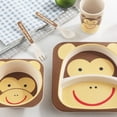 thumbnail image 3 of Walson Kids Tableware Set 5Pcs Baby Bamboo Fiber Cartoon Bowl Animal Dinnerware Set Toddler Cup Spoon Fork, 3 of 4