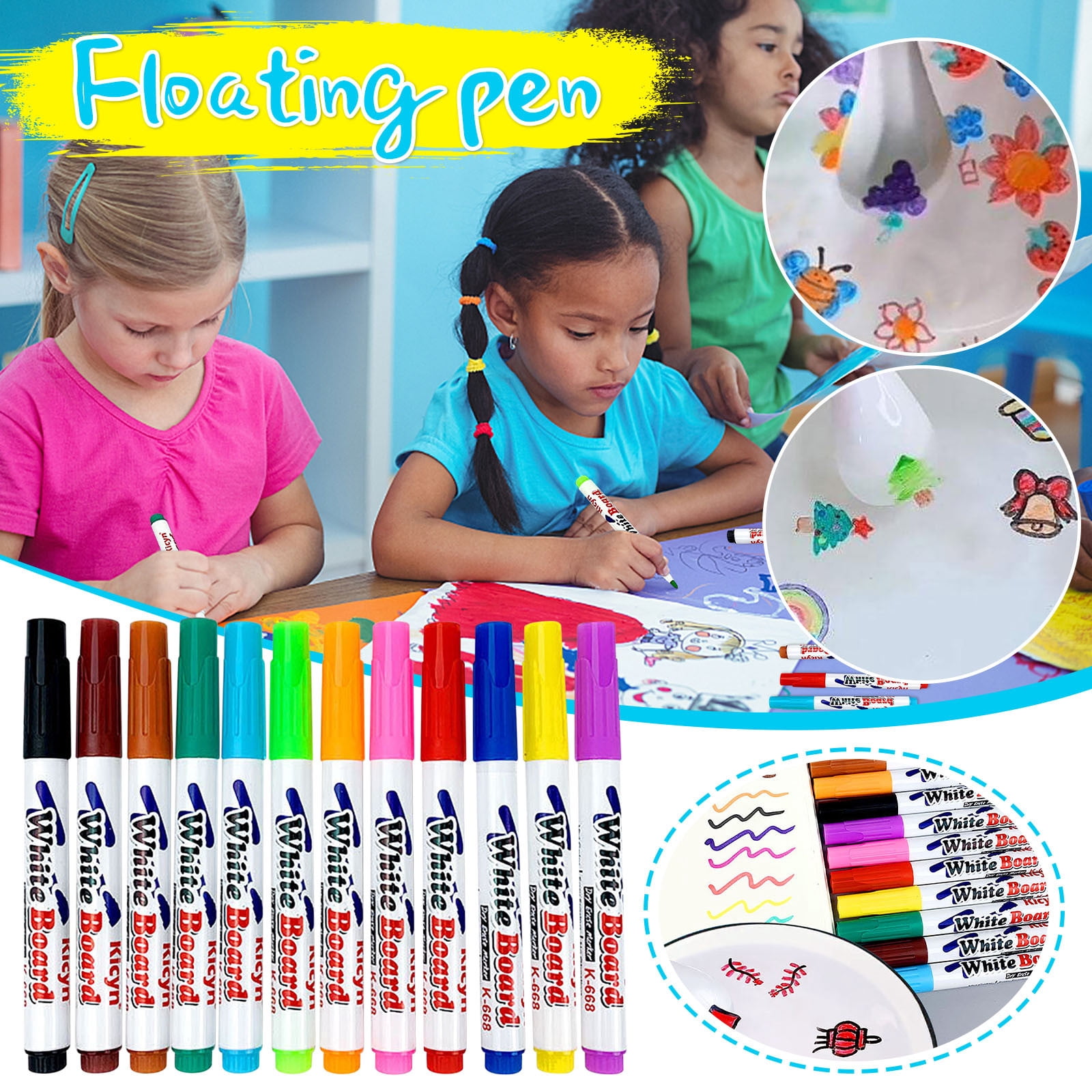 Bilqis Liquid Chalk Markers Erasable, Wet Erase Markers, Chalkboard Markers,12Pack Water-based Whiteboard Pen Erasable Black, Red, Green And Blue Color Blackboard Pen Easy-to-erasable Marker