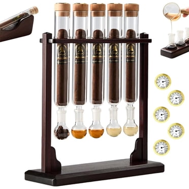Cigar Flavor Injector Humidifier,Cigar Infuser Glass Tube Kit Humidor with Caps Hygrometer,Handmade DIY Cigars Aromatherapy Base Display for Men Cigars Lovers