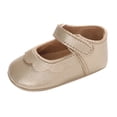 thumbnail image 1 of MEZZALL Spring Children Baby Newborn Shoes Girls Round Toe Lightweight Comfortable Solid Color Simple Hook Loop Versatile Footwear, Gold, 6-12 Months, 1 of 8