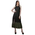 thumbnail image 2 of Moomaya Robe de Vacances pour Femmes en Rayonne, Col Licou, Sans Manches, Fente avant, Robe Imprimée, 2 of 4