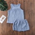 thumbnail image 2 of Gupgi Baby Girls Boys Coton Lin Débardeurs Sans Manches + Mini Ensemble Short, 2 of 9