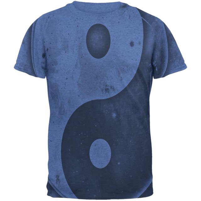 T-shirt pour Homme Galaxy Stars Yin Yang Usé
