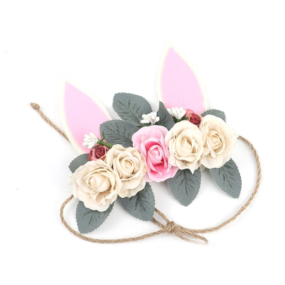 Serre-têtes à Fleurs pour Bébé Couronne Oreilles de Lapin Filles Enfants Couvre-Chef Accessoires Photo Accessoires pour Cheveux Guirlande Bohème Accessoire pour Cheveux