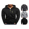 thumbnail image 3 of Men Hooded Jacket Adults Solid Color Long Sleeve Sweatshirt with Zipper Pocket, 3 of 4
