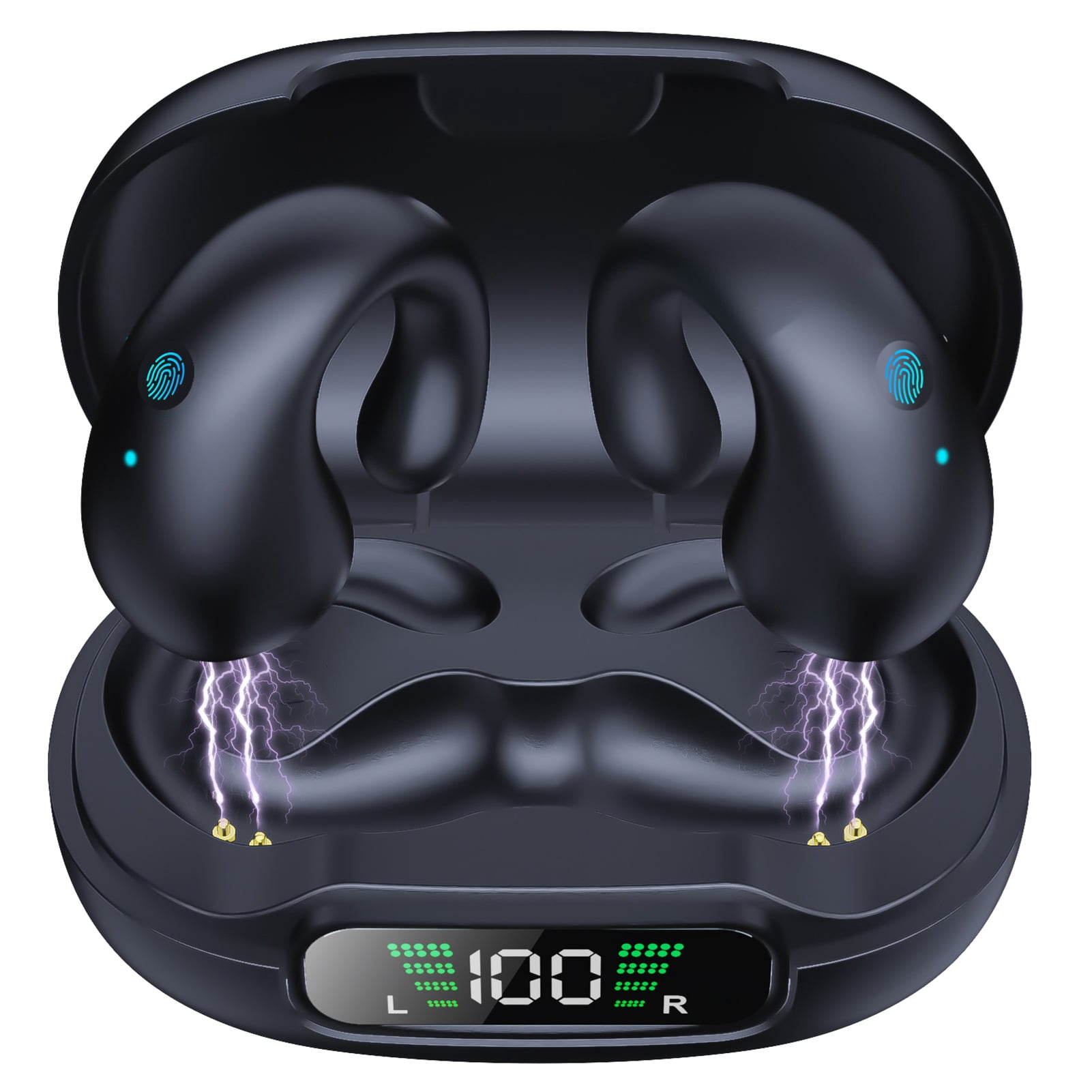Bluetooths Earbuds, 3D HiFi Stereo Over Ear Headphones with Charging Case, Touch Control Wirelessly Earphones Noise Reduction for Workout Running Gym