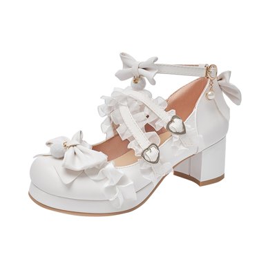 XASZHN Little/Big Kids Gorgeous Princess Shoes 5cm Low Heel with Dress Dress Style Princess Shoes Party Wedding Prom Breathable Children’s Summer Sandals Waterproof White 4