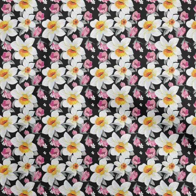 oneOone Velvet Black Fabric Floral Sewing Craft Projects Fabric Prints By Yard 58 Inch Wide