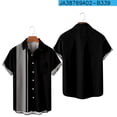 thumbnail image 4 of XZNGL Chemise à Manches Courtes Boutonnée pour Hommes, Col Rabattu à Imprimé Patchwork, Mélange Polyester Spandex, avec Poches avant, Coupe Décontractée, Tenue d'Été pour l'Extérieur, 4 of 6